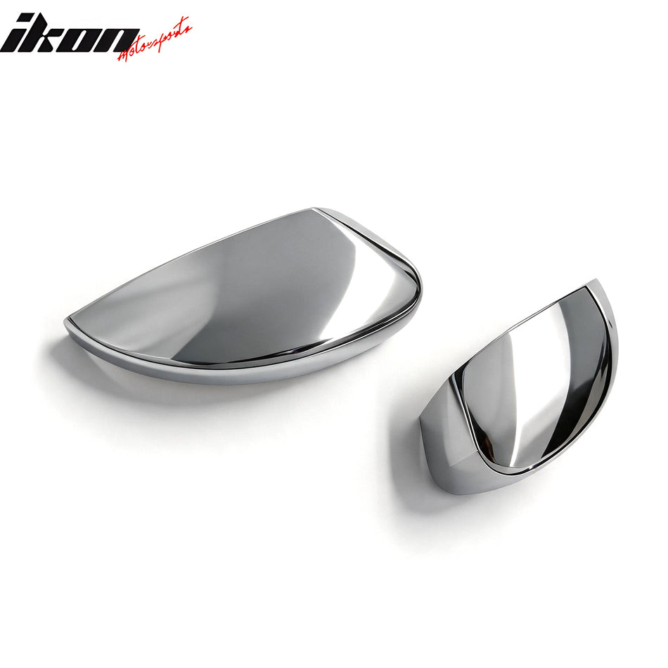 IKON MOTORSPORTS Mirror Cover, Compatible with 2017-2019 Ford Escape, Chrome ABS Rear View Mirror Protector Full Cap Top Portion With Turn Signal Light Cut, 2PCS