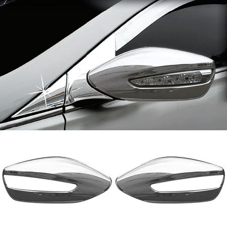 IKON MOTORSPORTS Mirror Covers, Compatible with 2011-2014 Hyundai Sonata, ABS Plastic Chrome Front Driver Passenger Side Rear View Mirror Protector Caps Replacement, 2PCS