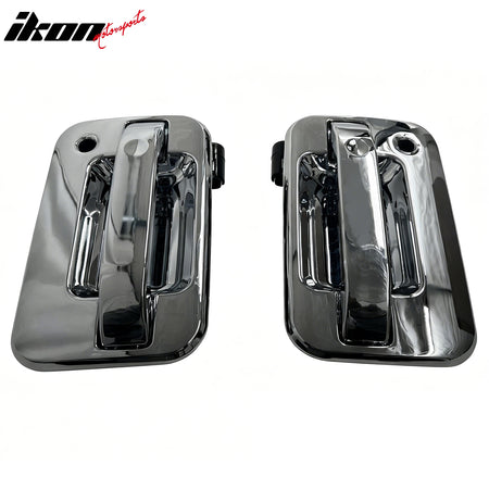 IKON MOTORSPORTS Door Handle Cover, Compatible with 2004-2014 Ford F-150, Chrome ABS Door Handle Protector Cap with Key Holes