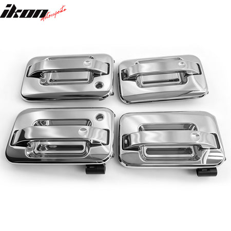 Fits 04-09 Ford F-150 4PCS Front Rear Door Handle Cover Trim W/ 2-Keyhole Chrome