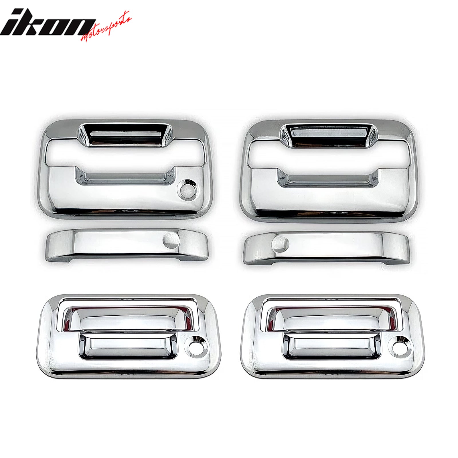 Fits 04-09 Ford F-150 4PCS Front Rear Door Handle Cover Trim W/ 2-Keyhole Chrome