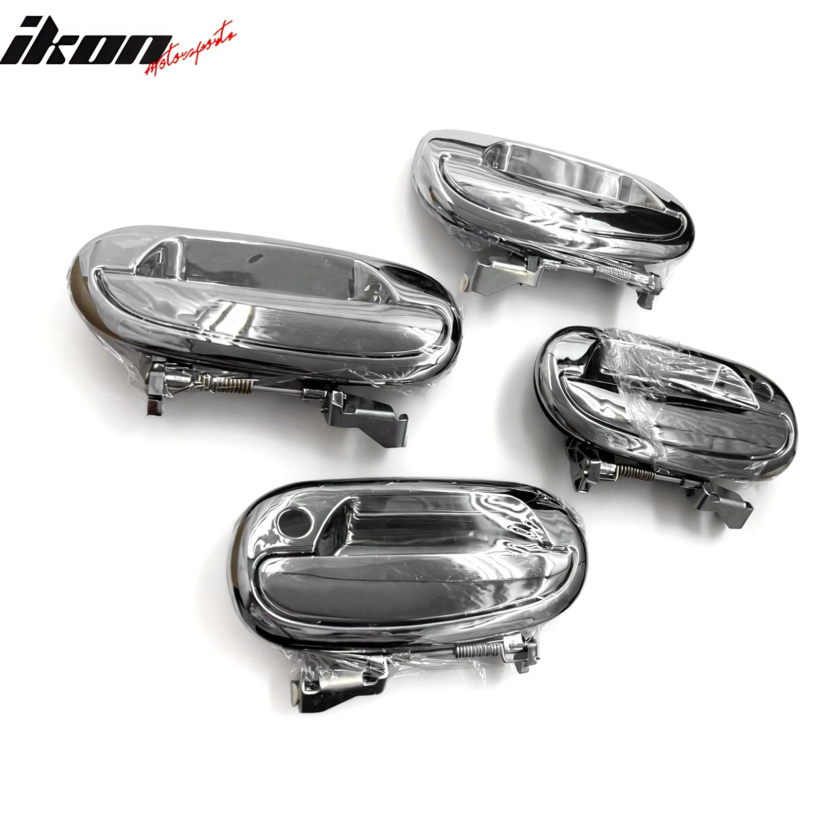 IKON MOTORSPORTS Door Handle Cover with 2 Keyhole, Compatible with 1997-2002 Ford Expedition 4DR, Chrome Door Handle Protector Cap, 4PCS