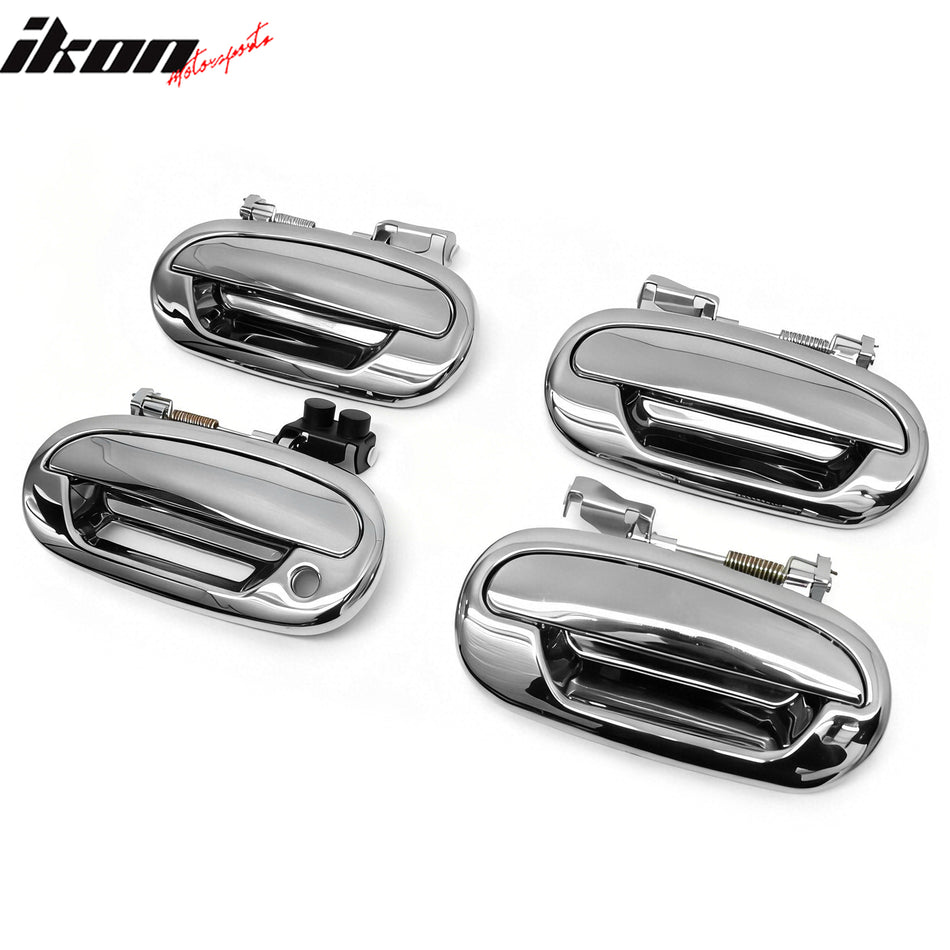 IKON MOTORSPORTS Door Handle Cover with 1 Key Hole, Compatible with 1997-2003 Ford F-150, Chrome Door Handle Protector Cap, 4PCS