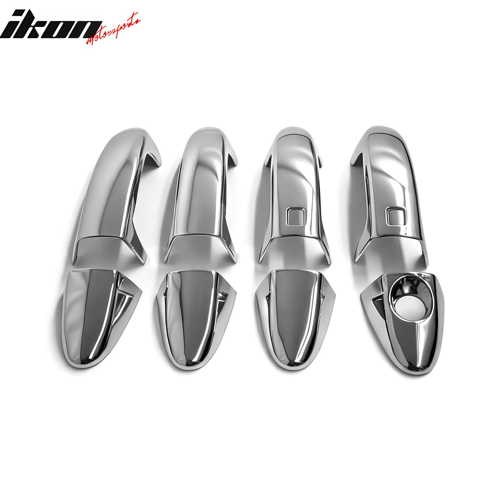 IKON MOTORSPORTS Door Handle Cover, Compatible with 2011-2016 Ford Fiesta, Chrome ABS Door Handle Protector Cap w/ 1 Key Hole& 2 Smart Keys, 8PCS