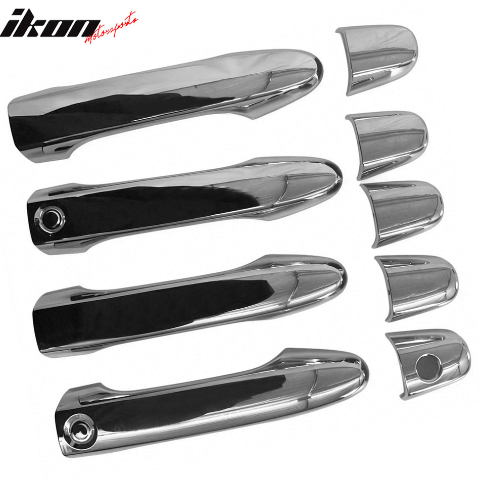 IKON MOTORSPORTS Door Handle Cover with 1 Keyhole& 2 Smart Keys, Compatible with 2012-2016 Honda CR-V& 2012-2015 Civic, Chrome ABS Door Handle Protector Cap, 4PCS