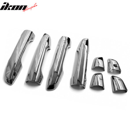 IKON MOTORSPORTS Door Handle Cover with 1-Keyhole& 2 Smart Key Cut-Out, Compatible with 2017-2022 Honda CR-V, Chrome ABS Door Handle Protector Cap