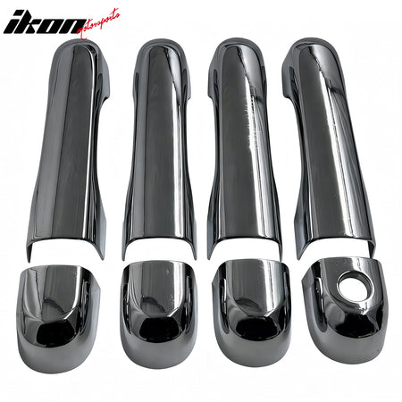 IKON MOTORSPORTS Door Handle Cover, Compatible with 2015-2022 Jeep Renegade, Chrome ABS Door Handle Protector Cap w/ 1 Keyhole