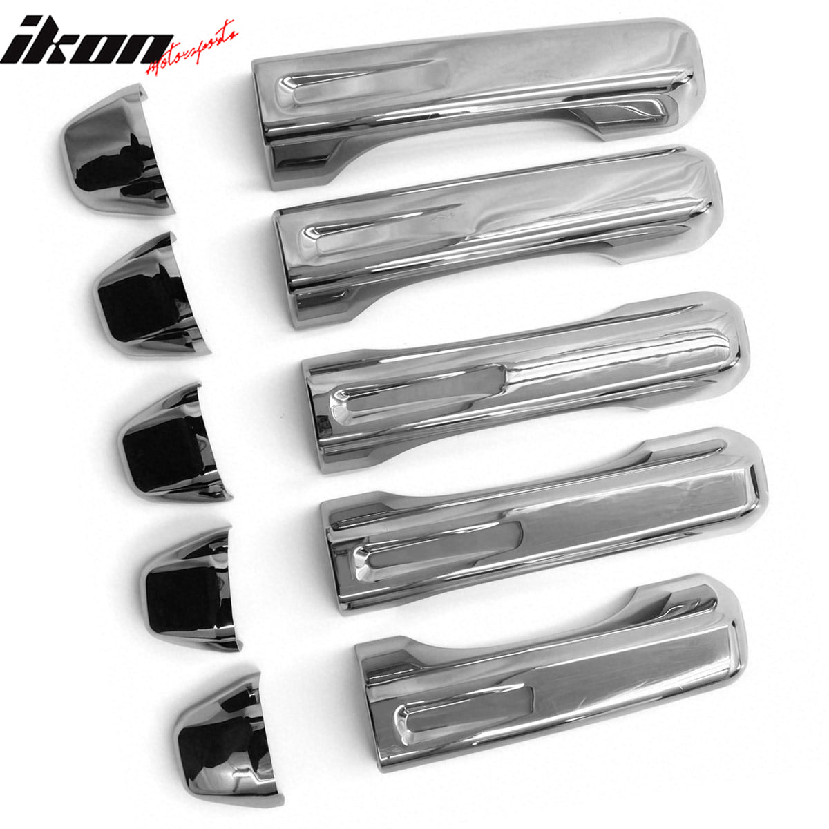 IKON MOTORSPORTS Door Handle Cover, Compatible with 2018-2023 Jeep Wrangler 4-Door w/ Tail Gate, Chrome ABS Door Handle Protector Cap, 10PCS
