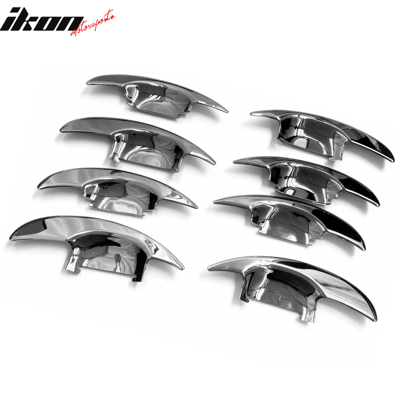 IKON MOTORSPORTS, Outer Door Bowl Handle Cover Trim Compatible With 2014-2015 Kia Forte Sedan, Chrome ABS Plastic Exterior Door Knob Covers