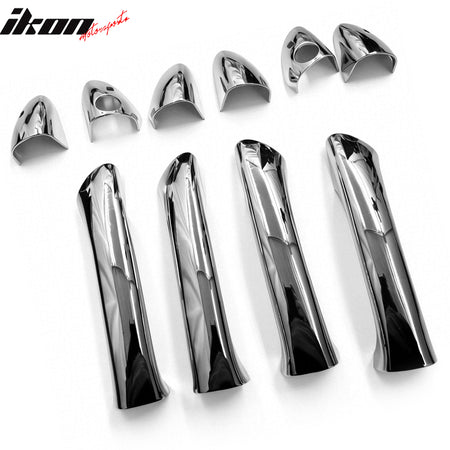 IKON MOTORSPORTS Door Handle Cover Full Cover, Compatible with 2001-2007 Mercedes-Benz W203 C-Class & 2003-2009 W211 E-Class Sedan, Chrome ABS Door Handle Protector Cap, 4PCS