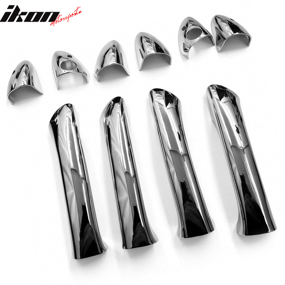 IKON MOTORSPORTS Door Handle Cover Full Cover, Compatible with 2001-2007 Mercedes-Benz W203 C-Class & 2003-2009 W211 E-Class Sedan, Chrome ABS Door Handle Protector Cap, 4PCS