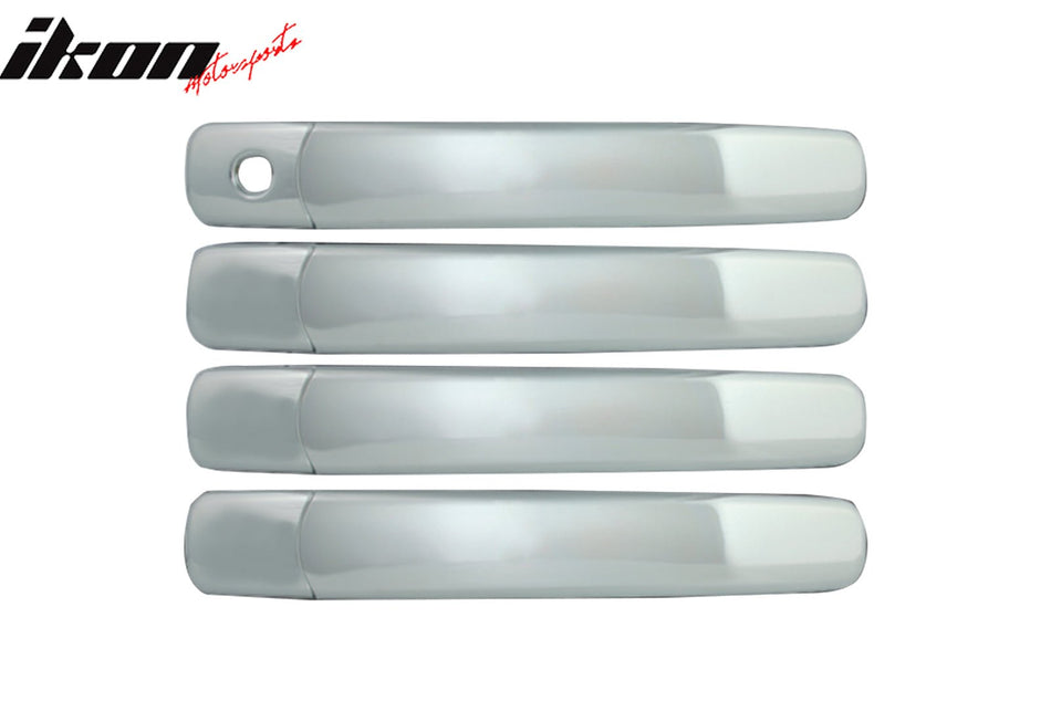 IKON MOTORSPORTS, Door Handle Cover W/1-Keyhole W/2-Smart-Key Compatible With 2008-2013 Nissan Rogue, 4PCS Driver Passenger Side Front Rear Door Handle Cover Assembly ABS Chrome