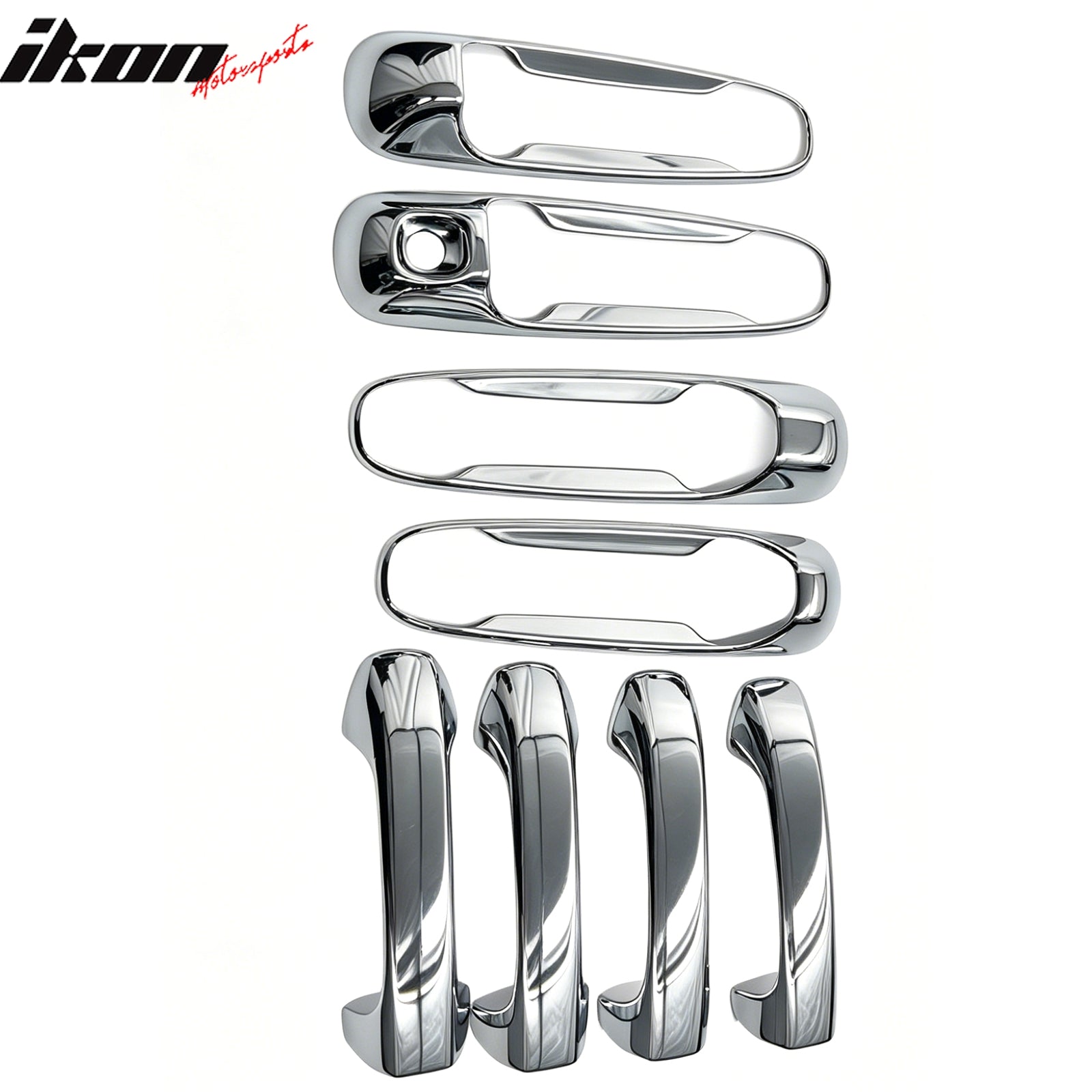 IKON MOTORSPORTS Door Handle Cover W/ 1-Keyhole, Compatible with 1999-2010 Dodge Dakota/Ram/Durango/Grand Cherokee/Liberty/Raider, Stainless Steel Chrome Door Handle Cap Door Handle Covers 8PCS