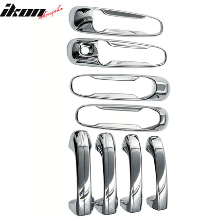 IKON MOTORSPORTS Door Handle Cover W/ 1-Keyhole, Compatible with 1999-2010 Dodge Dakota/Ram/Durango/Grand Cherokee/Liberty/Raider, Stainless Steel Chrome Door Handle Cap Door Handle Covers 8PCS