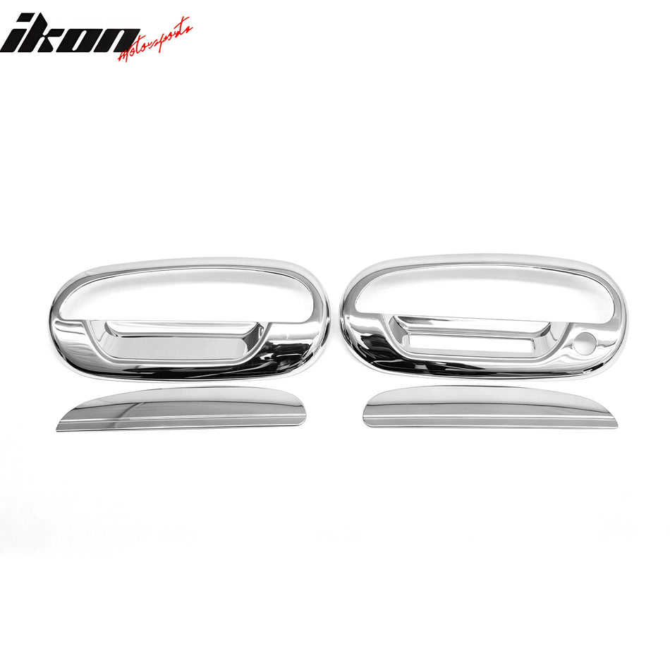 IKON MOTORSPORTS Door Handle Cover, Compatible with 1997-2003 Ford F-150 2-Door, Chrome ABS Door Handle Protector Cap w/ 1 Key Hole with KeyPad Cut Out, 4PCS