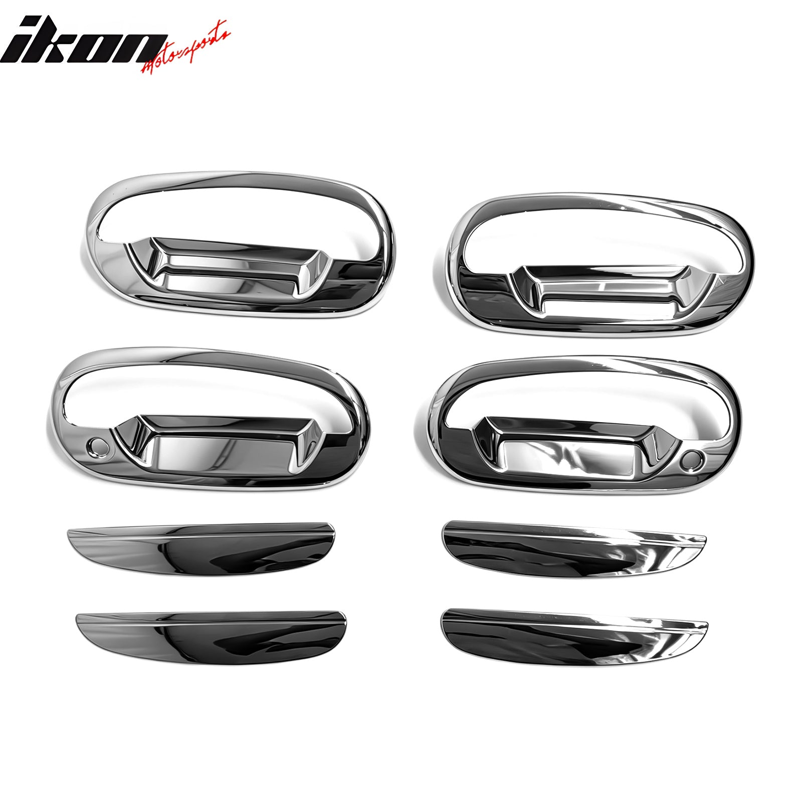 IKON MOTORSPORTS Door Handle Cover, Compatible with 1997-2003 Ford F-150 1997-2002 Expedition, Chrome ABS Door Handle Protector Cap 2 Key Holes without KeyPad Cut Out, 8PCS