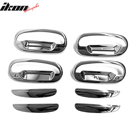 IKON MOTORSPORTS Door Handle Cover, Compatible with 1997-2003 Ford F-150 1997-2002 Expedition, Chrome ABS Door Handle Protector Cap 2 Key Holes without KeyPad Cut Out, 8PCS