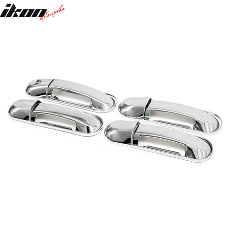 IKON MOTORSPORTS Door Handle Cover W/ 1-Keyhole, Compatible with 2002-2010 Ford Explorer & Mercury Mountaineer 2003-2005 Lincoln Aviator, ABS Chrome Door Handle Protector Cap Door Handle Covers, 4PCS