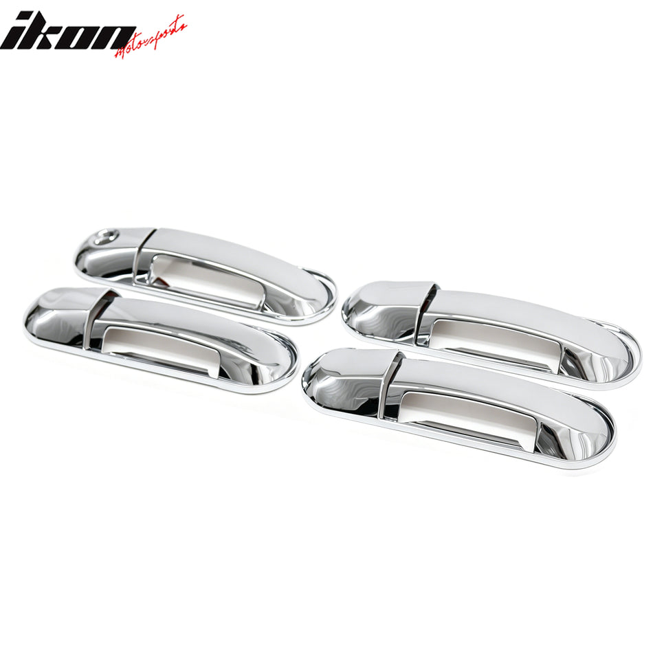 IKON MOTORSPORTS Door Handle Cover W/ 1-Keyhole, Compatible with 2002-2010 Ford Explorer & Mercury Mountaineer 2003-2005 Lincoln Aviator, ABS Chrome Door Handle Protector Cap Door Handle Covers, 4PCS