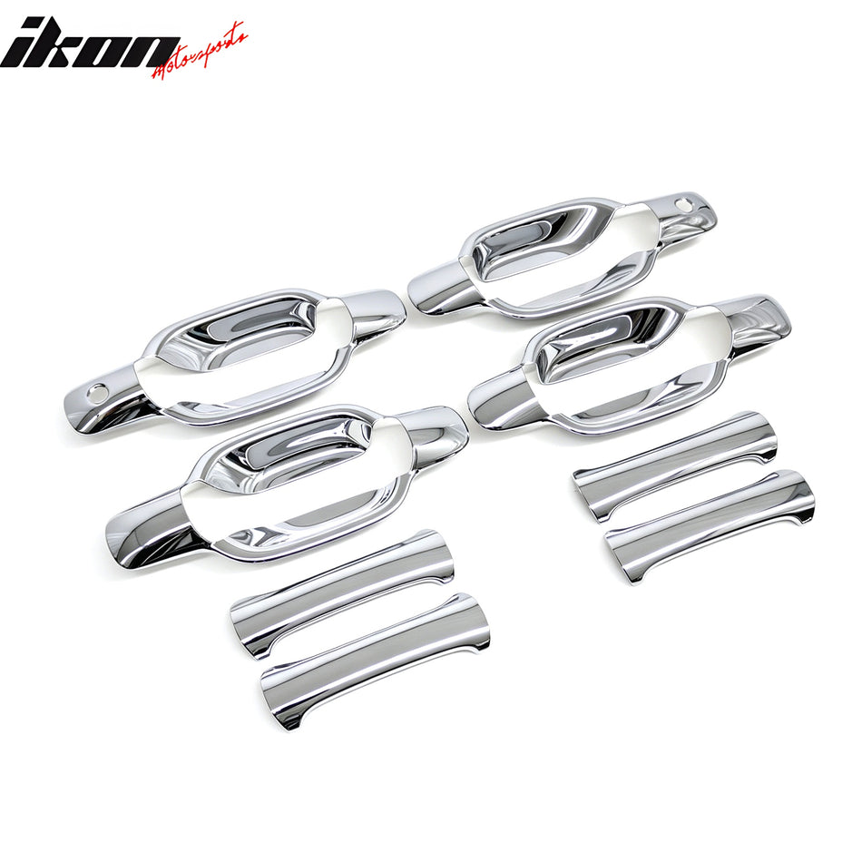 IKON MOTORSPORTS Door Handle Cover, Compatible with 2004-2012 Chevy Colorado, 2004-2012 GMC Canyon, 2006-2008 Isuzu i-280 i-290 i-350 i-370, Chrome ABS Door Handle Protector Cap w/ 2 Key Holes, 8PCS