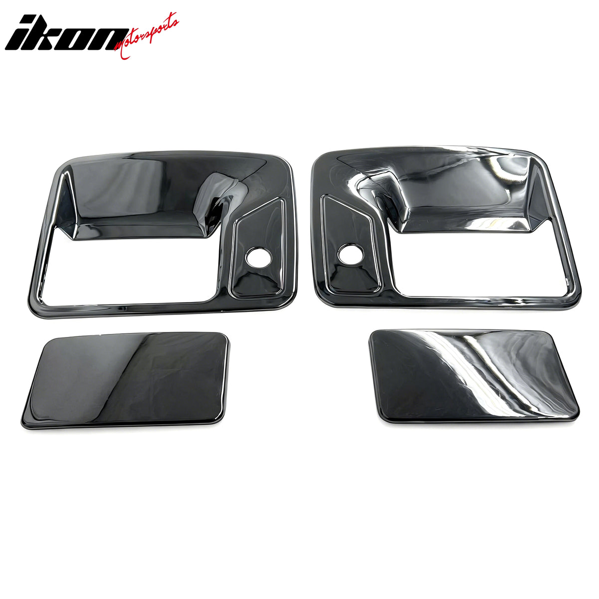 IKON MOTORSPORTS Door Handle Cover, Compatible with 1999-2007 Ford F-250 Super Duty, Chrome ABS Door Handle Protector Cap w/ 2 Keyholes