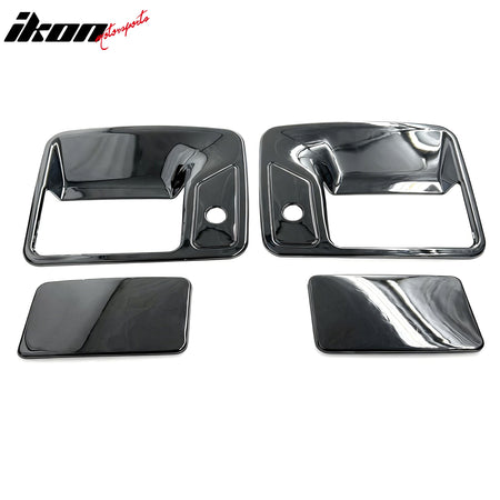 IKON MOTORSPORTS Door Handle Cover, Compatible with 1999-2007 Ford F-250 Super Duty, Chrome ABS Door Handle Protector Cap w/ 2 Keyholes