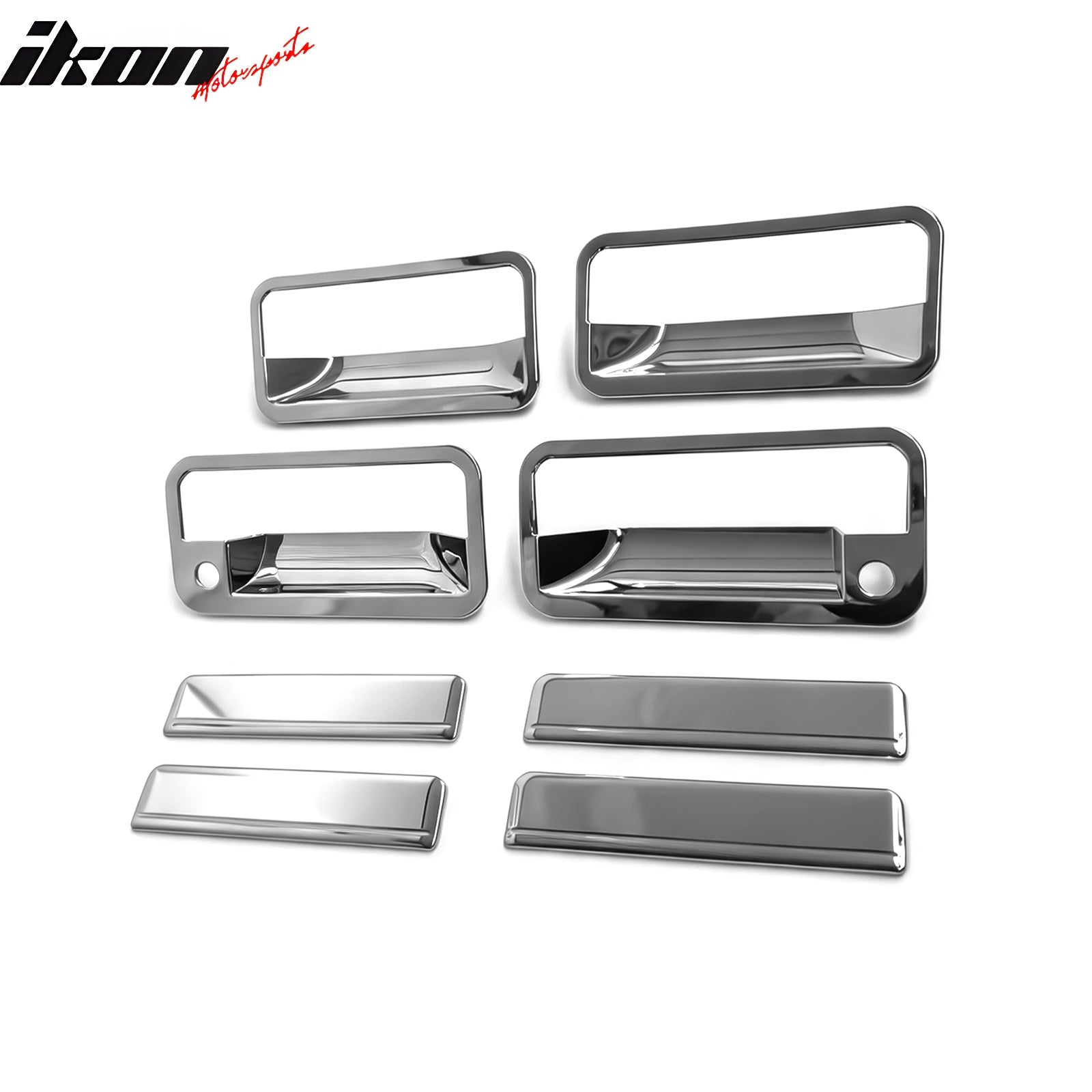 IKON MOTORSPORTS Door Handle Cover, Compatible with 1988-1998 Chevy GMC C/K 1995-1999 C/K Suburban Tahoe Yukon 1999-2000 Cadillac Escalade, Chrome ABS Door Handle Protector Cap w/ 2 Key Holes, 8PCS