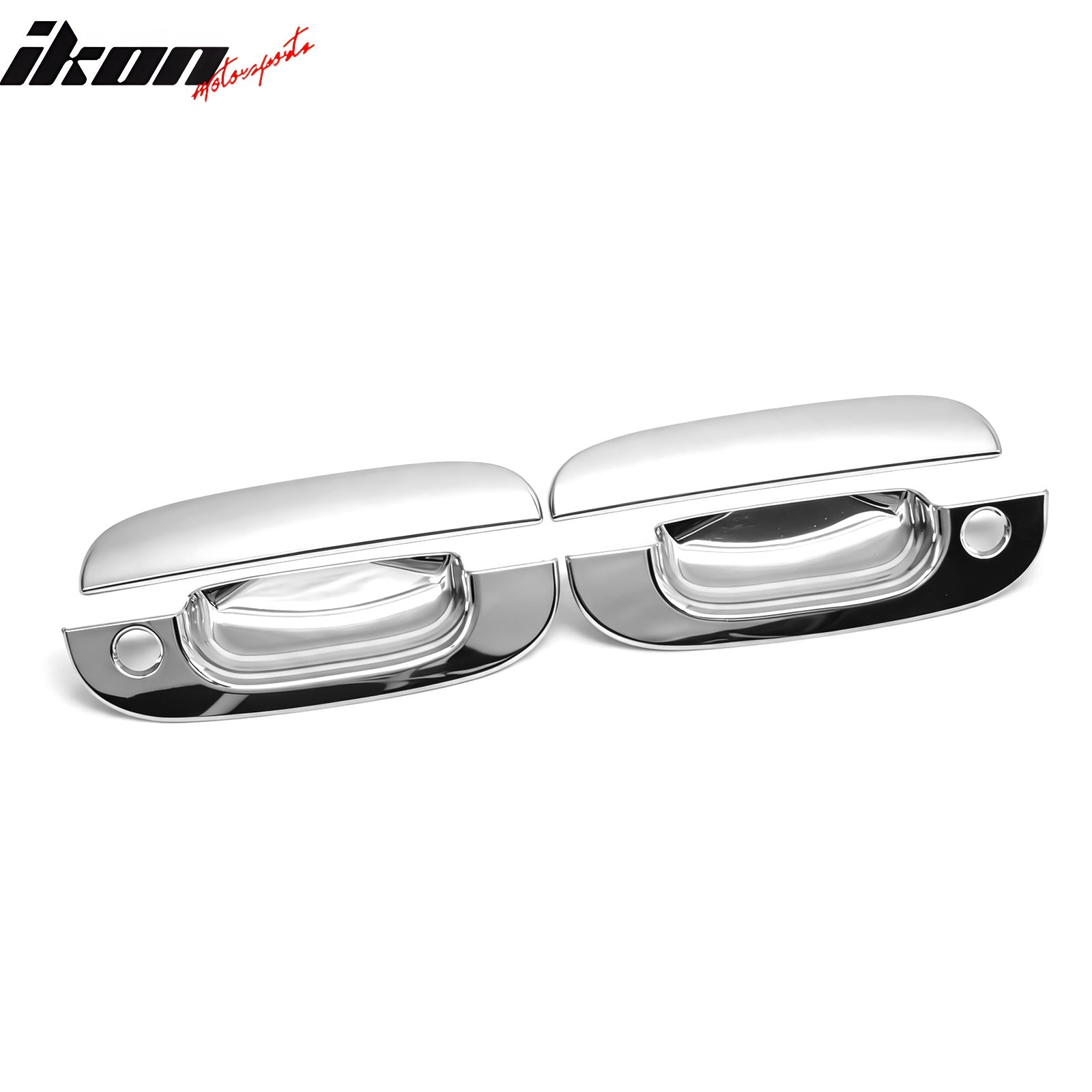 IKON MOTORSPORTS Door Handle Cover, Compatible with 1994-2001 Dodge Ram 1500 2500 3500, Chrome ABS Door Handle Protector Cap w/ 2 Key Holes, 4PCS