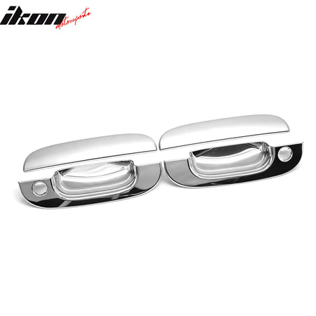 IKON MOTORSPORTS Door Handle Cover, Compatible with 1994-2001 Dodge Ram 1500 2500 3500, Chrome ABS Door Handle Protector Cap w/ 2 Key Holes, 4PCS