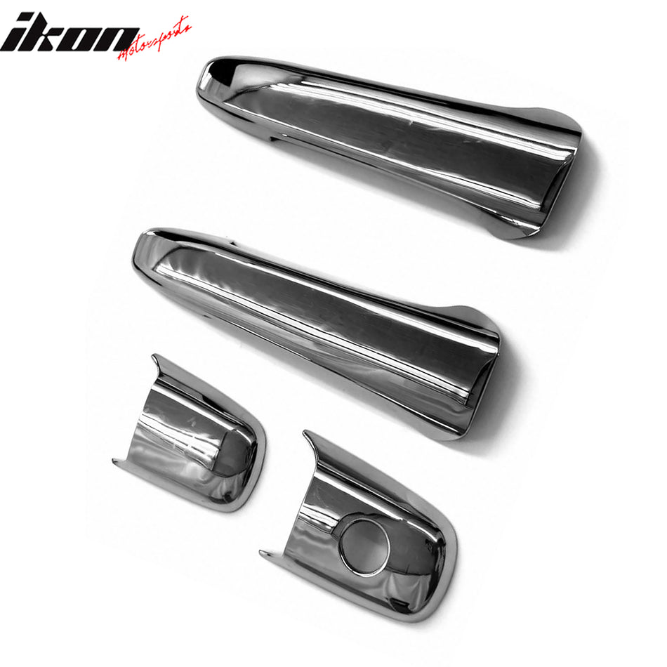 IKON MOTORSPORTS Door Handle Cover with 1 Keyhole, Compatible with 2005-2014 Ford Mustang& 2004-2011 Mazda RX-8, Chrome ABS Door Handle Protector Cap, 2PCS
