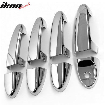 IKON MOTORSPORTS, Door Handle Cover W/1-Keyhole Compatible With 2002-2006 Nissan Altima, 4PCS Driver Passenger Side Front Rear Door Handle Cover Assembly ABS Chrome