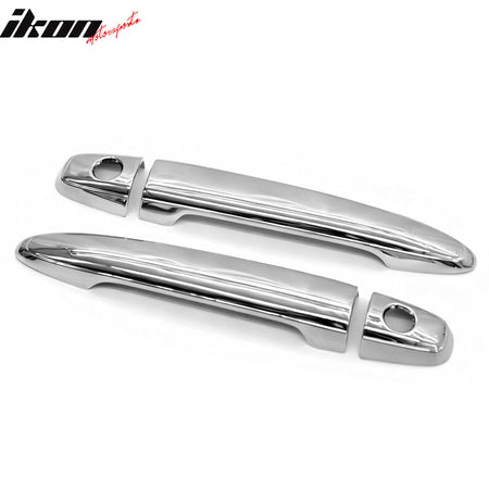 IKON MOTORSPORTS Door Handle Cover w/ 2 Keyholes, Compatible with 2005-2015 Toyota Tacoma PreRunner& X-Runner Regular/Access Cab 2002-2008 Lexus SC430, Chrome ABS Door Handle Protector Cap
