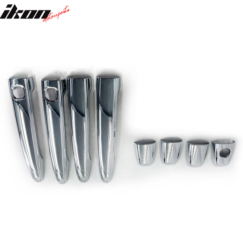 IKON MOTORSPORTS Door Handle Cover, Compatible with 2003-2015 Toyota Tacoma Sienn Highlander Camry Avalon 4Runner Lexus GX470 RX330 GS350 ES350, ABS Chrome Door Handle Protector Cap W/1 Key Hole, 8PCS