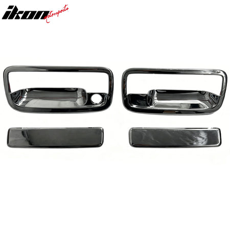 IKON MOTORSPORTS Door Handle Cover, Compatible with 1995-2004 Toyota Tacoma, Chrome ABS Door Handle Protector Cap w/ 1 Keyhole