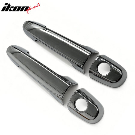 IKON MOTORSPORTS Door Handle Cover, Compatible with 2005-2008 Scion tC, 2007-2015 Toyota Yaris, Chrome ABS Door Handle Protector Cap w/ 2 Keyholes