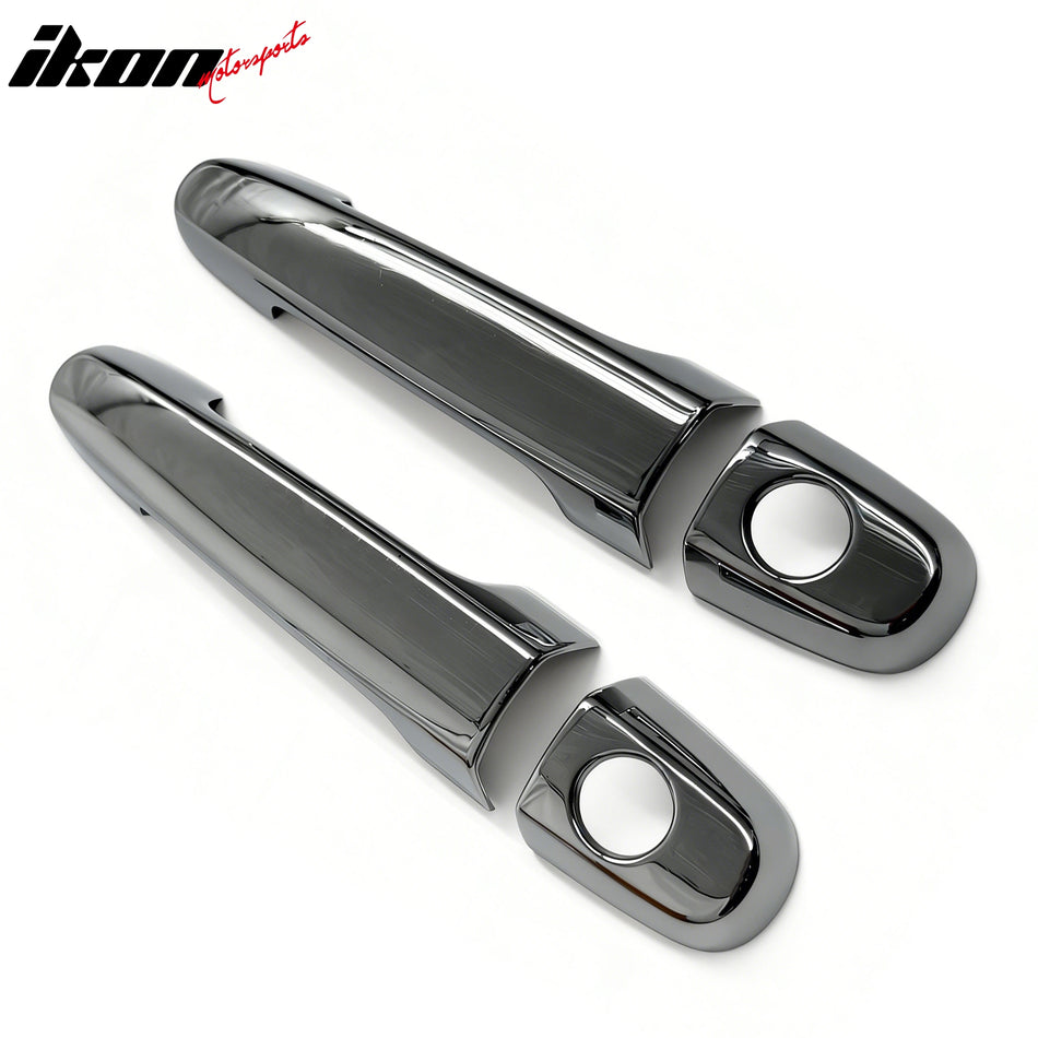 IKON MOTORSPORTS Door Handle Cover, Compatible with 2005-2008 Scion tC, 2007-2015 Toyota Yaris, Chrome ABS Door Handle Protector Cap w/ 2 Keyholes