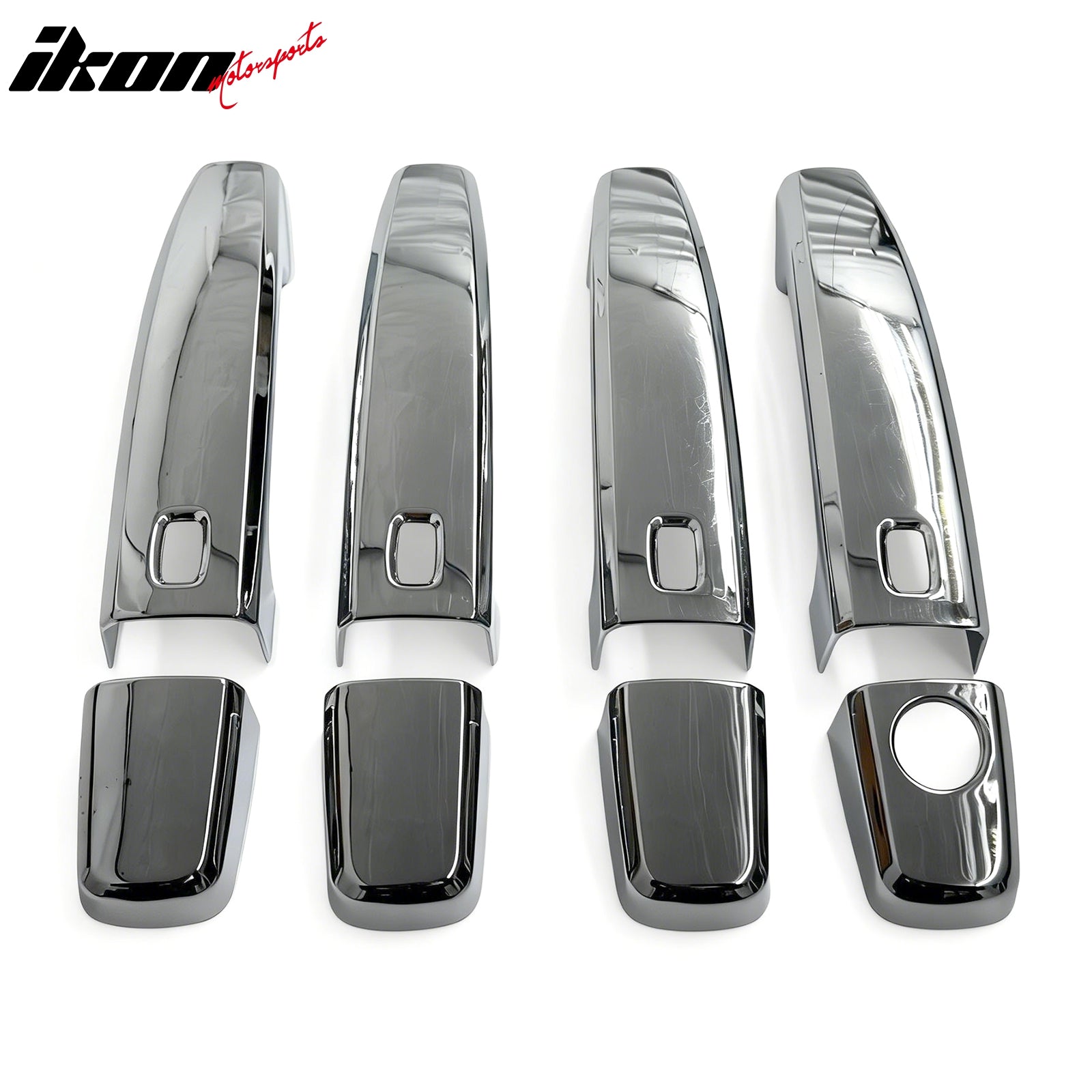 IKON MOTORSPORTS Door Handle Cover, Compatible with 2008-2011 Chevrolet Aveo Sedan 2011-2016 Cruze 2012-2017 Sonic 2013-2015 Malibu, Chrome ABS Door Handle Protector Cap w/ 4 Smart Keys