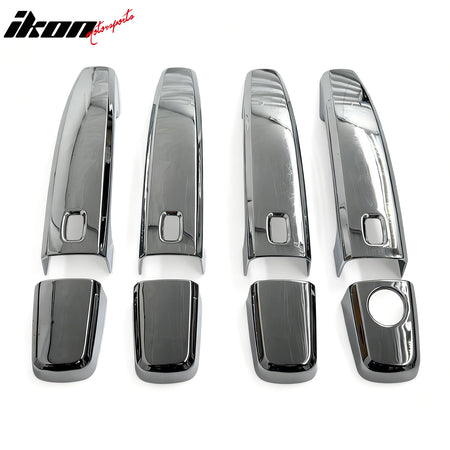 IKON MOTORSPORTS Door Handle Cover, Compatible with 2008-2011 Chevrolet Aveo Sedan 2011-2016 Cruze 2012-2017 Sonic 2013-2015 Malibu, Chrome ABS Door Handle Protector Cap w/ 4 Smart Keys