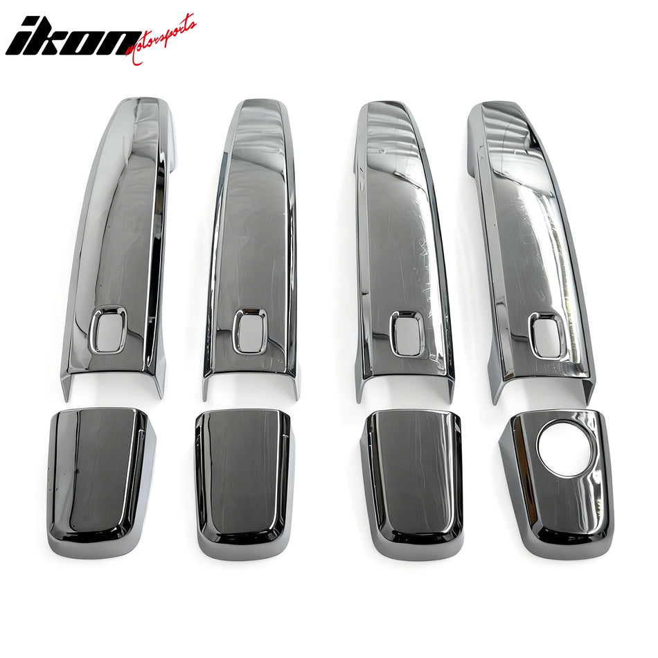 IKON MOTORSPORTS Door Handle Cover, Compatible with 2008-2011 Chevrolet Aveo Sedan 2011-2016 Cruze 2012-2017 Sonic 2013-2015 Malibu, Chrome ABS Door Handle Protector Cap w/ 4 Smart Keys