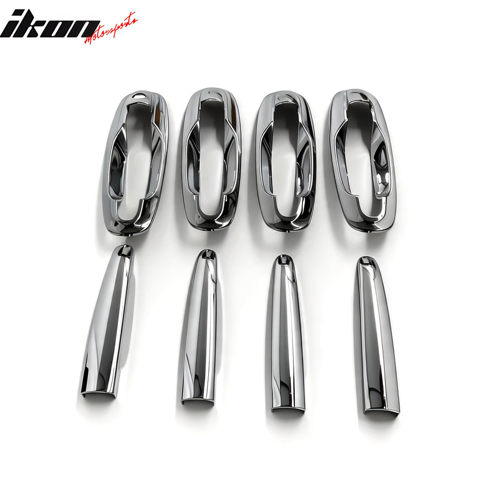 IKON MOTORSPORTS Door Handle Cover, Compatible with 2004-2008 Suzuki Forenza 2005-2008 Reno, Chrome ABS Door Handle Protector Cap w/ 1 Key Hole, 8PCS