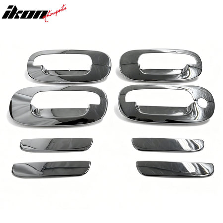 IKON MOTORSPORTS Door Handle Cover, Compatible with 1997-2004 Dodge Dakota 1998-2003 Durango, Chrome ABS Door Handle Protector Cap w/ 1 Keyhole