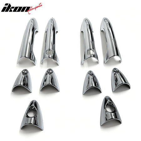 IKON MOTORSPORTS Door Handle Cover, Compatible with 2011-2016 Hyundai Elantra, Chrome ABS Door Handle Protector Cap w/ 1 or 2-Keyhole with 2 Smart Keys