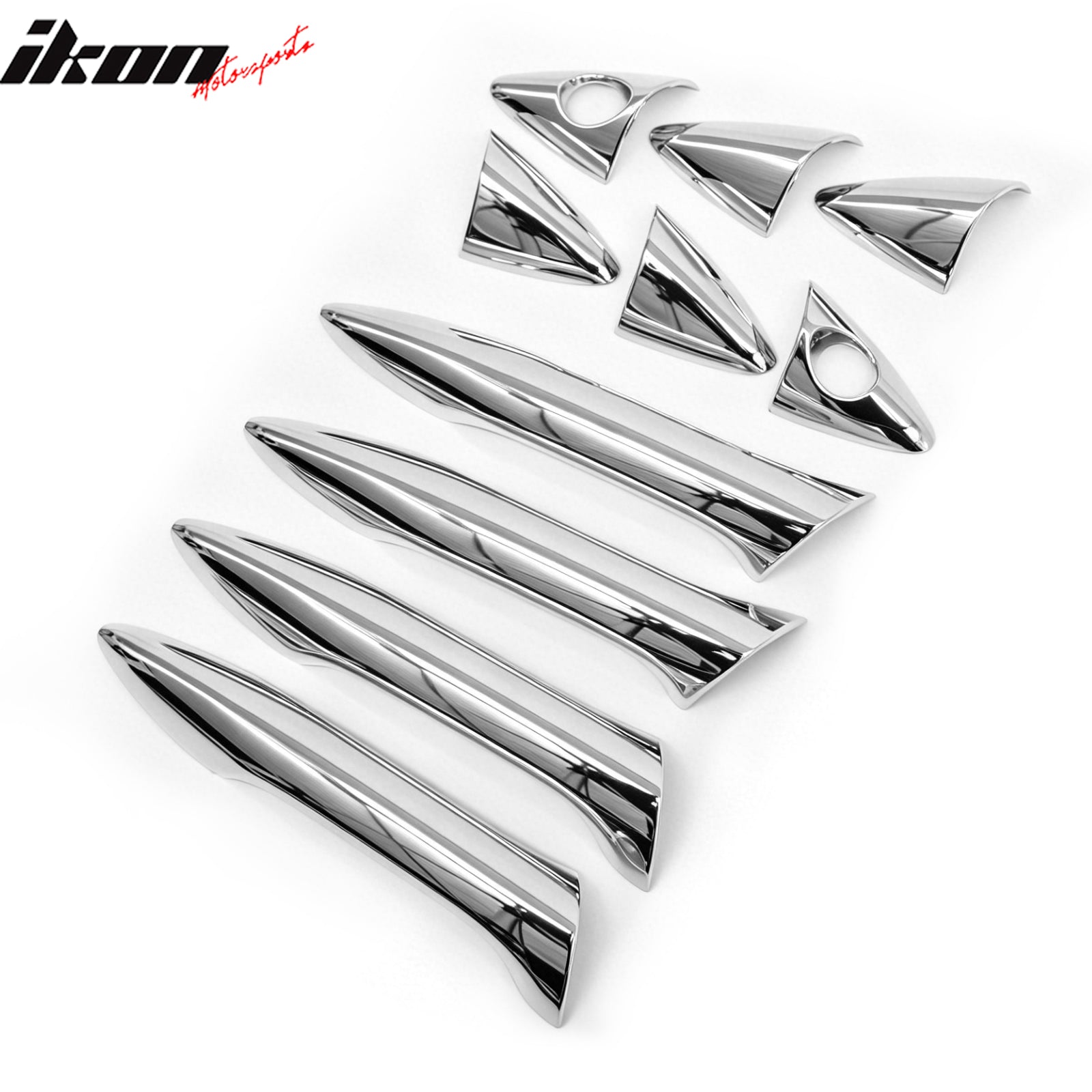 IKON MOTORSPORTS Door Handle Cover, Compatible with 2011-2016 Hyundai Elantra (Not Fit Touring), Chrome ABS Door Handle Protector Cap w/ 1 or 2 Key Holes, 10PCS