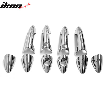 IKON MOTORSPORTS Door Handle Cover, Compatible with 2012-2017 Hyundai Accent, Chrome ABS Door Handle Protector Cap w/ 1 or 2 Key Holes & 2 Smart Keys, 10PCS