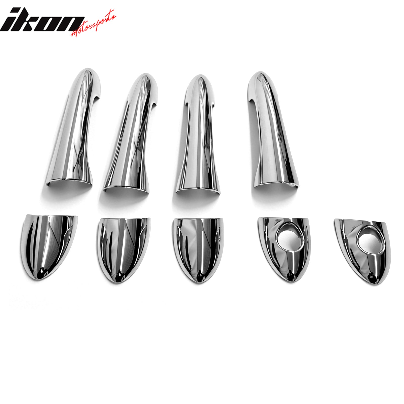 IKON MOTORSPORTS Door Handle Cover, Compatible with 2011-2014 Hyundai Sonata GLS/SE, Chrome ABS Door Handle Protector Cap w/ 1 or 2 Key Holes, 9PCS