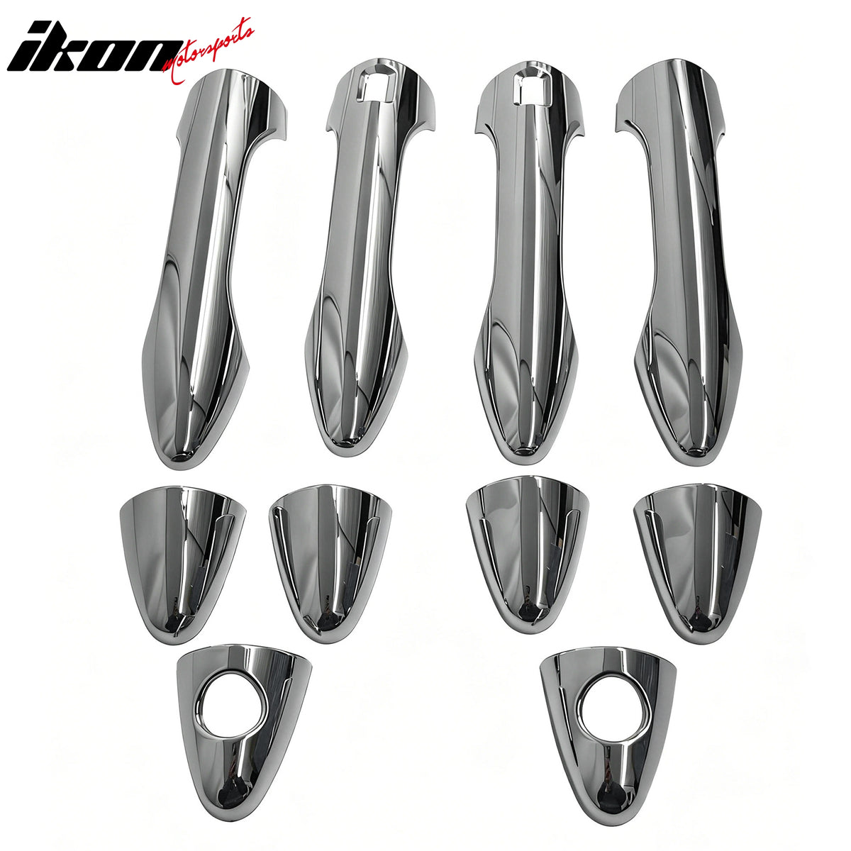 IKON MOTORSPORTS Door Handle Cover, Compatible with 2010-2015 Hyundai Tucson, Chrome ABS Door Handle Protector Cap w/ 1 or 2 Keyhole with 2 Smart Key
