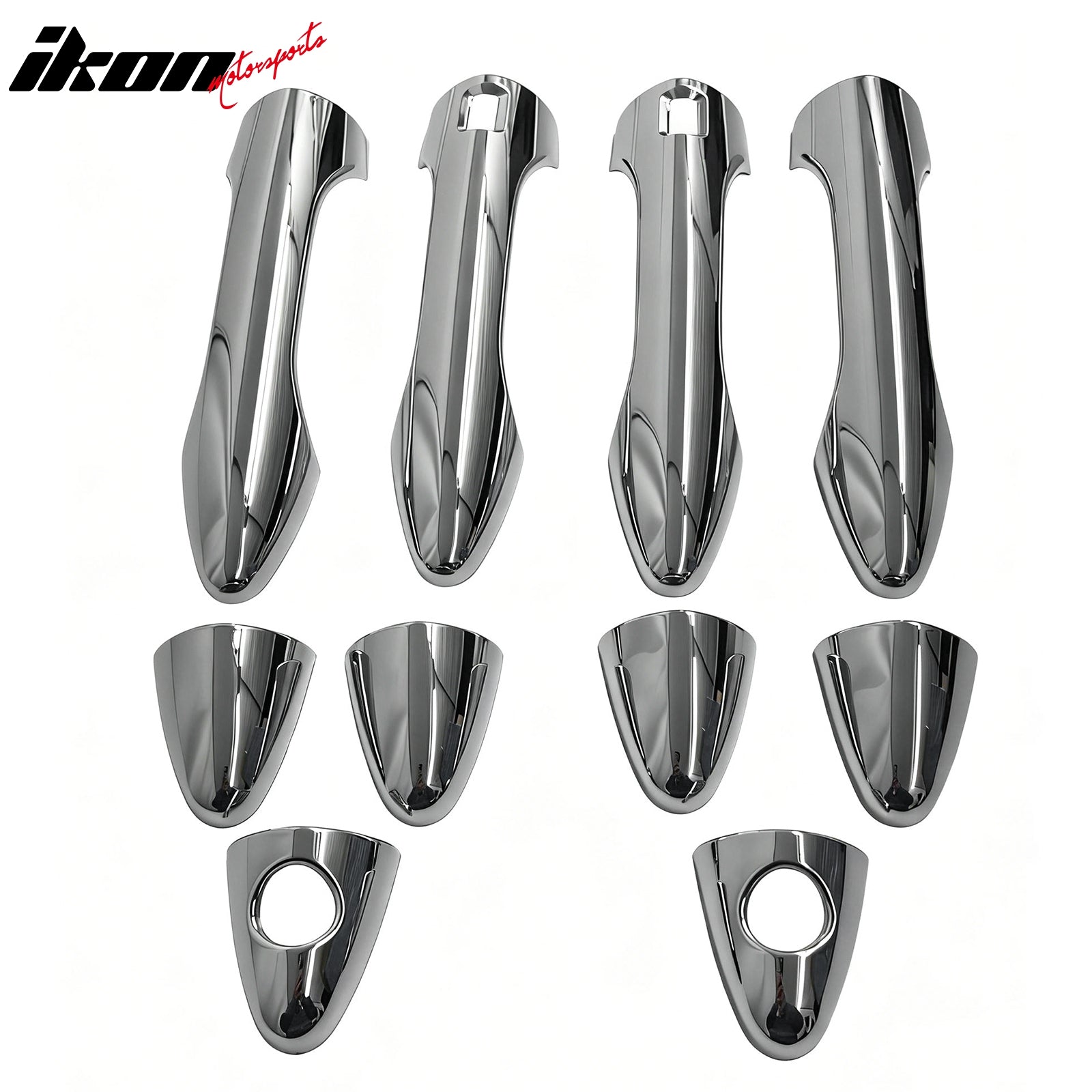 IKON MOTORSPORTS Door Handle Cover, Compatible with 2010-2015 Hyundai Tucson, Chrome ABS Door Handle Protector Cap w/ 1 or 2 Keyhole with 2 Smart Key