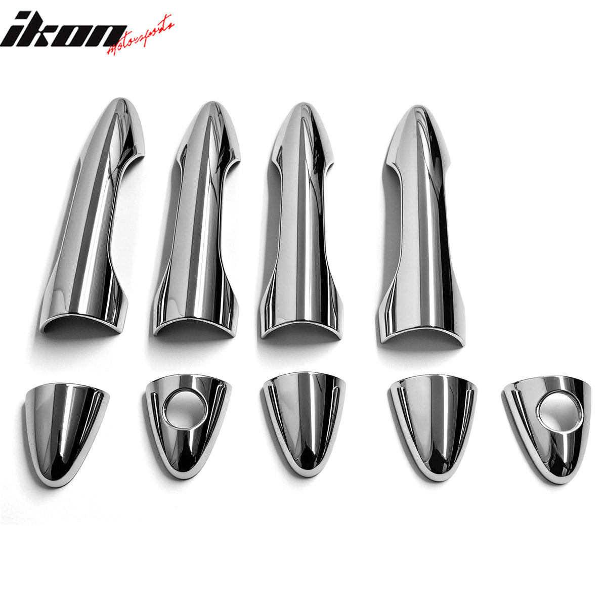 IKON MOTORSPORTS Door Handle Cover, Compatible with 2010-2015 Hyundai Tucson, Chrome ABS Door Handle Protector Cap w/ 1 or 2 Key Holes, 10PCS