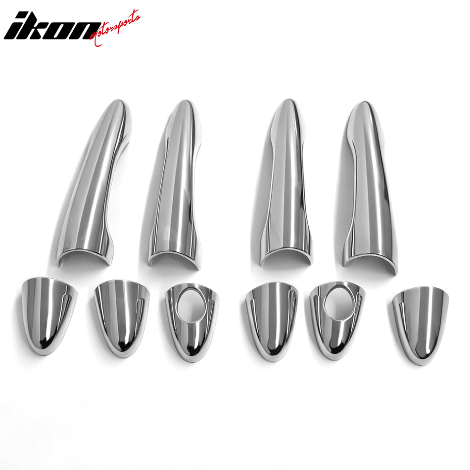 IKON MOTORSPORTS Door Handle Cover W/ 1-or-2-Keyhole, Compatible with 2011-2016 Kia Sportage, ABS Chrome Door Handle Protector Cap Driver Passenger Side Front Rear Door Handle Cover Assembly, 10PCS