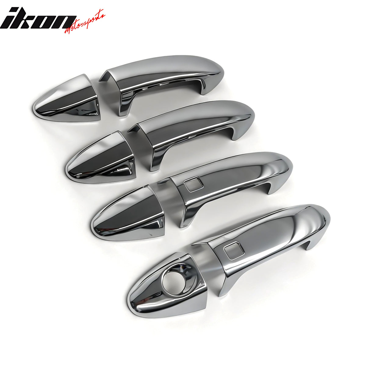IKON MOTORSPORTS Door Handle Cover, Compatible with 2011-2016 Ford Fiesta, Chrome ABS Door Handle Protector Cap w/ 1 Key Hole 2 Smart Keys, 8PCS